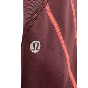 Lululemon Burgundy Mesh Panel High Rise Crop Athletic Leggings Womens Size 6